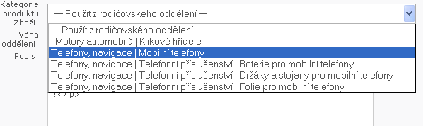 Kategorie pro Zboži.cz